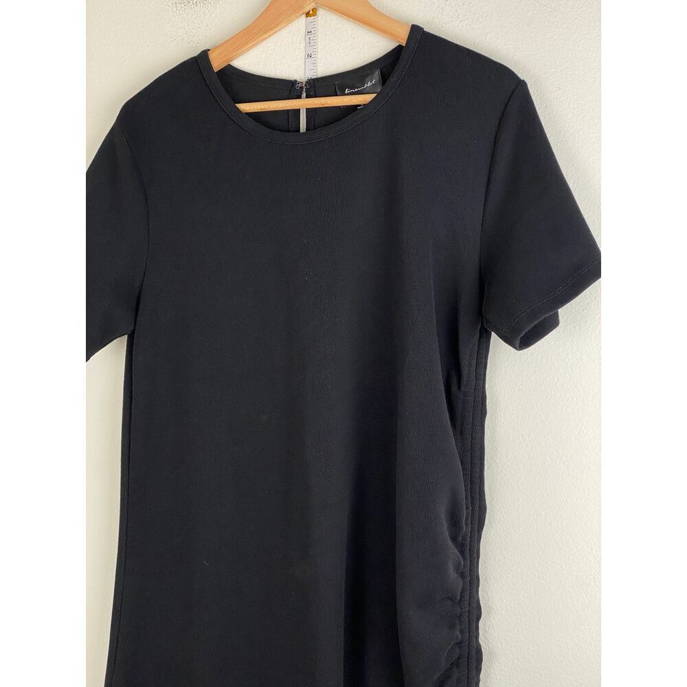 Line & Dot Ratha Ribbed Midi Dress Black Drawstring Side Slit Large - Picture 7 of 14